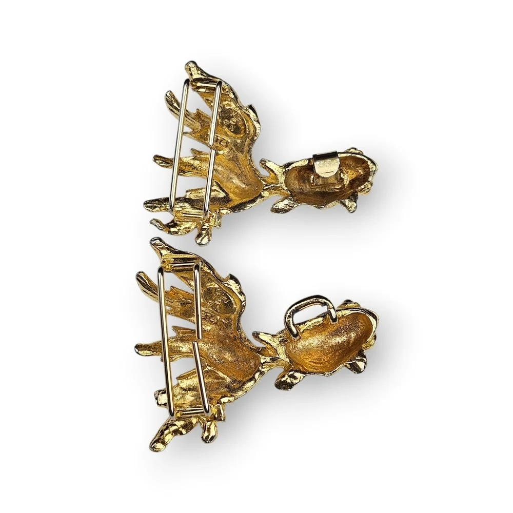Mimi Di N Koi Fish Belt Buckle Gold Plated Interlocking Dimensional 1974 70s Vtg